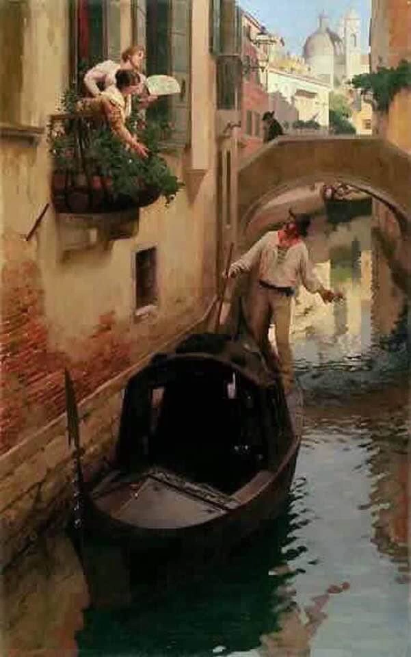 Barcaiolo sul canale, Venezia